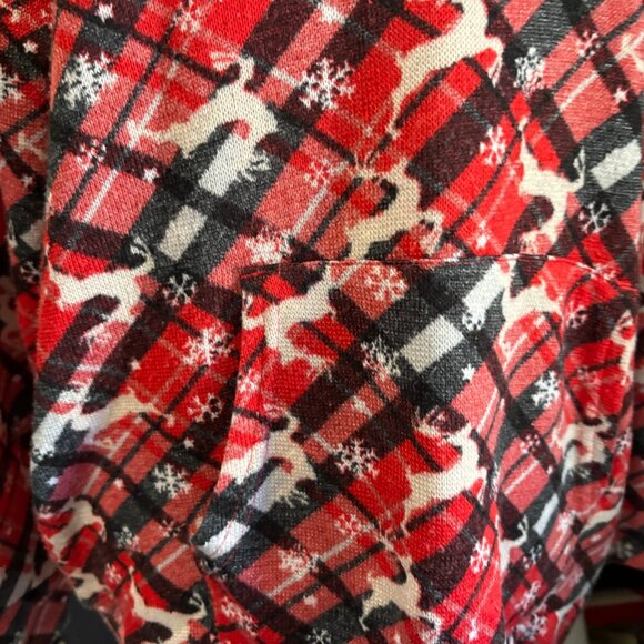 Cuddl Duds Red Plaid Reindeer Cowl Neck Pullover Holiday Top Women’s Large - Picture 5 of 7